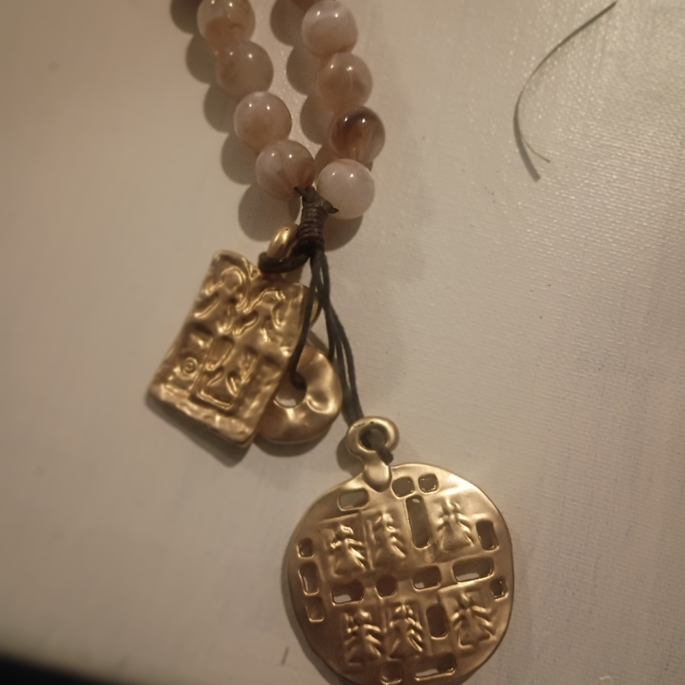 Gold and Cream Beaded Necklace